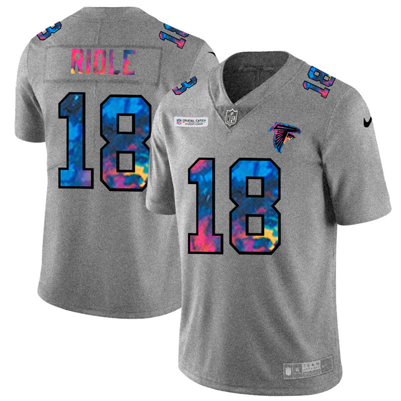 NFL Atlanta Falcons #18 Calvin Ridley Men Nike MultiColor 2020  Crucial Catch  Jersey Grey->atlanta falcons->NFL Jersey